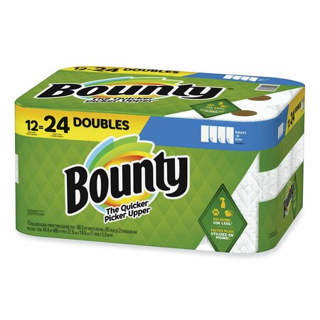 Bounty Select-a-Size Kitchen Roll Paper Towels, 2-Ply, 5.9 x 11, White, 90 Sheets/Double Roll, 12PK 08664